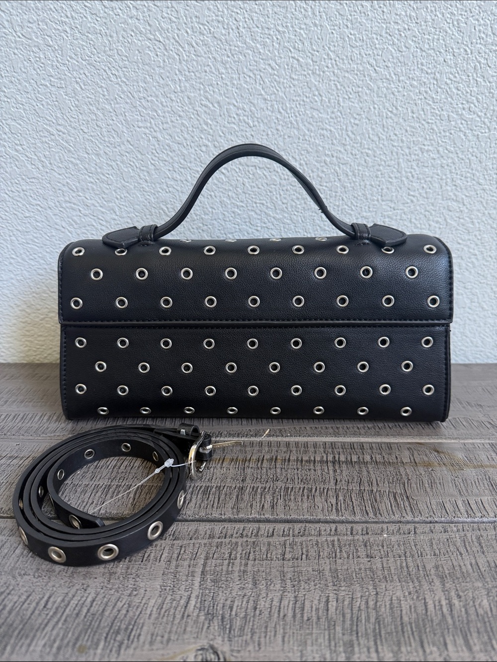 AQUA Studded East West Top Handle Bag NWOT